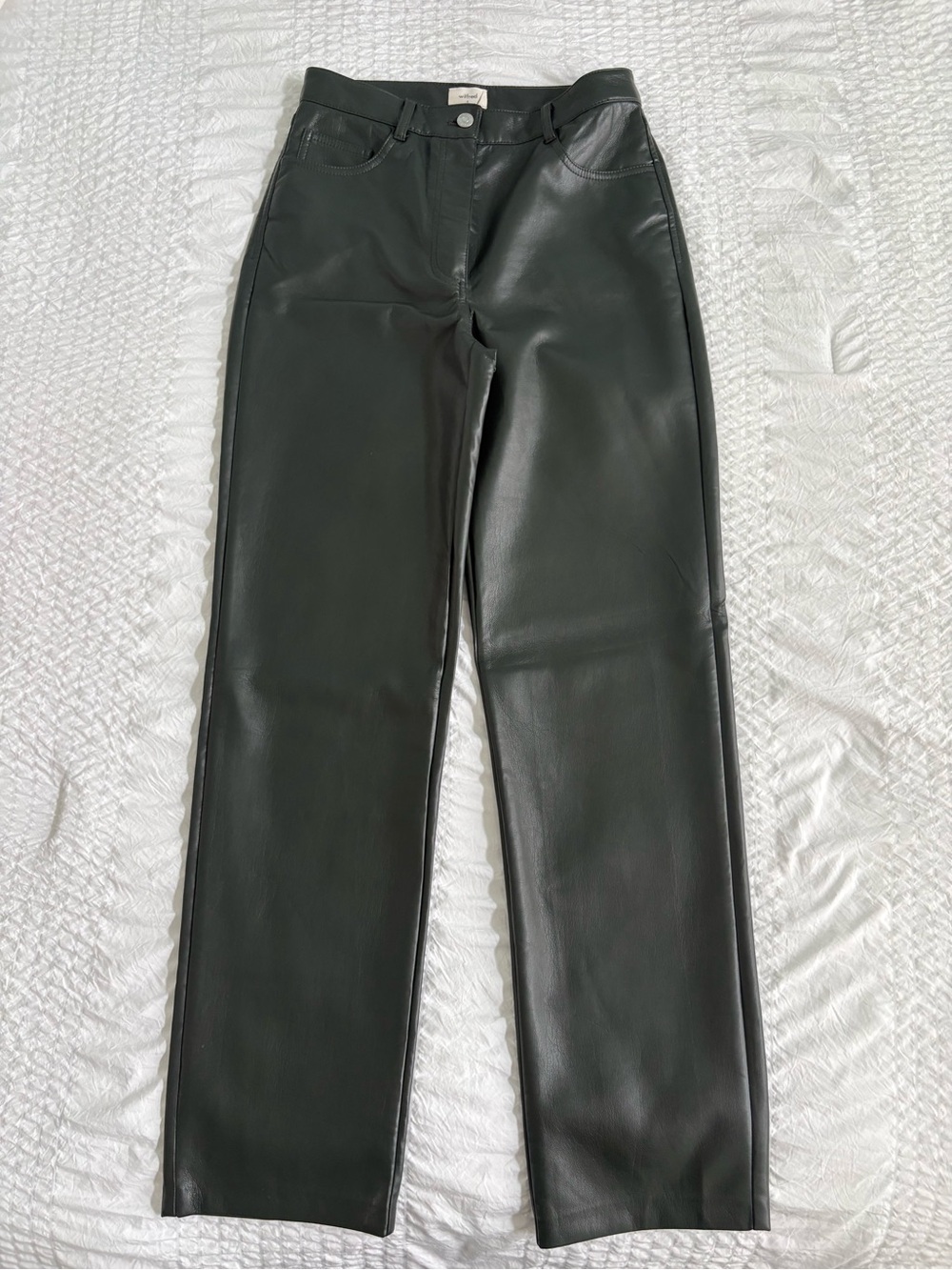 Aritzia Melina Leather Pants Dark Green